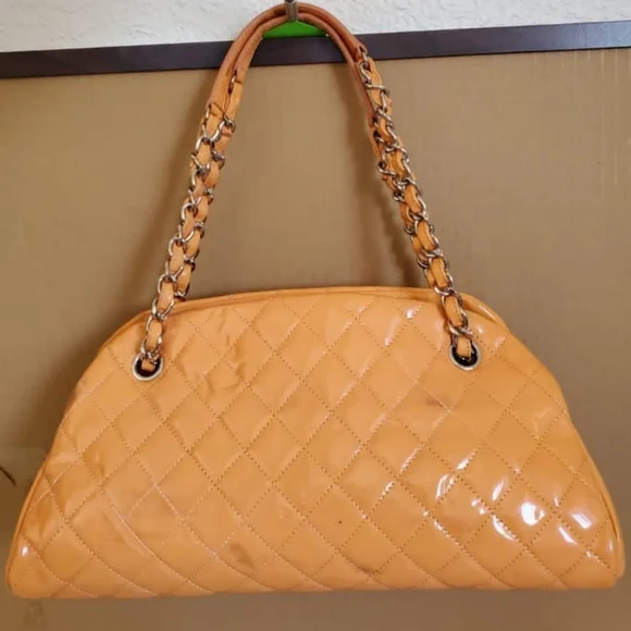 CHANEL Orange Patent Mademoiselle Bowling … - Picture 3 of 14